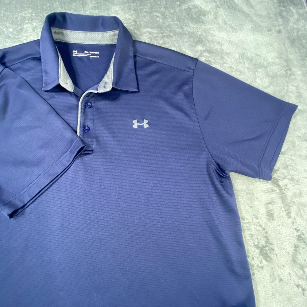 Under Armour Polo Shirt Mens 2XL Short Sleeve Heat Gear Loose Fit Active Wicking
